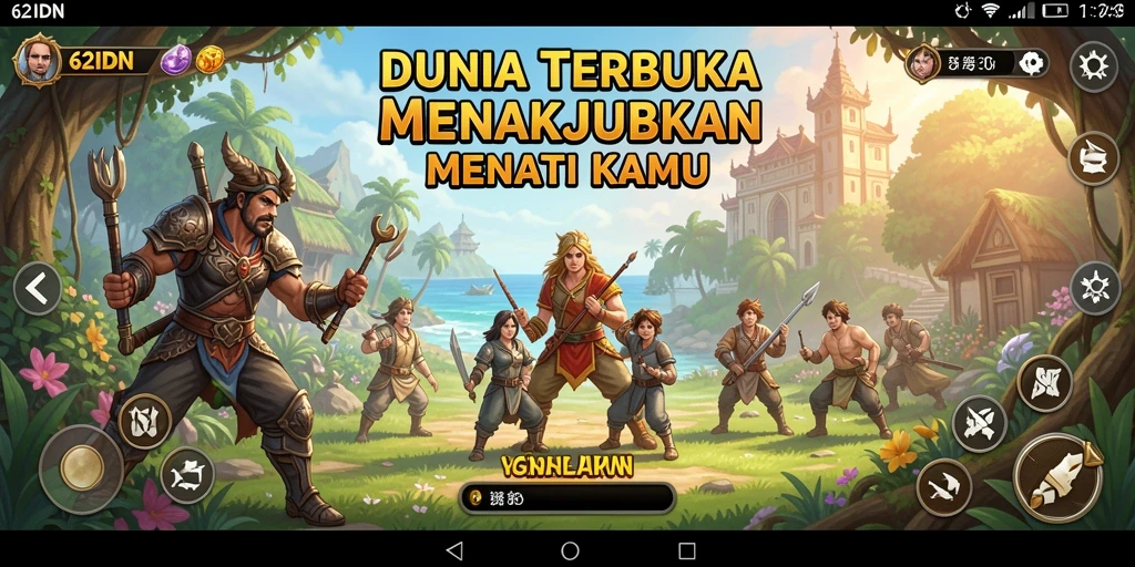 Tangkapan layar utama gameplay 62IDN menampilkan dunia terbuka yang luas dan grafis menawan.