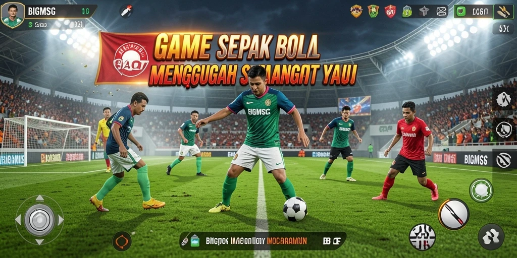 Gameplay BIGMSG yang mendebarkan dalam pertandingan sepak bola.