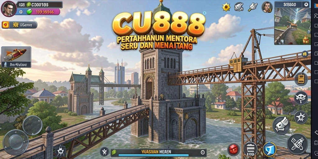 Tampilan gameplay CU888 yang mendebarkan dalam pertarungan Tower Defense.
