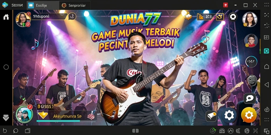 Tampilan gameplay DUNIA77 dengan berbagai tantangan musik yang seru.