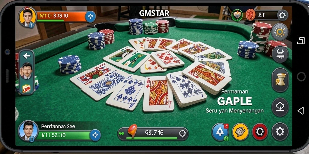 Screenshot gameplay seru dari GMSTAR dalam permainan Gaple.