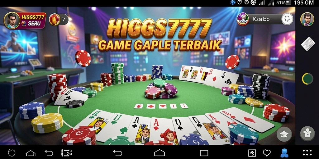 Screenshot HIGGS777 menampilkan aksi seru permainan Gaple.
