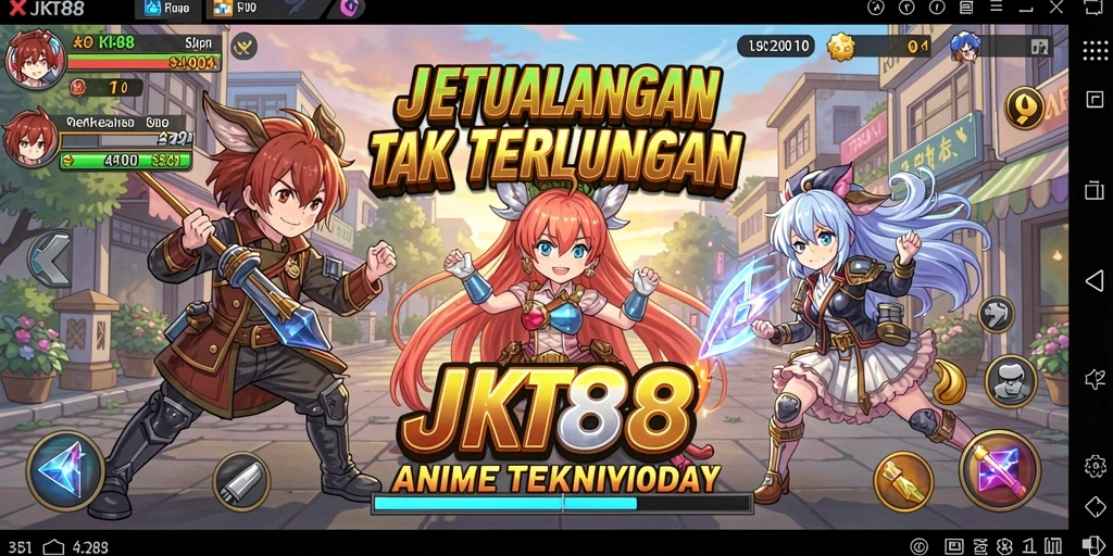 Gameplay JKT88 dengan karakter anime menarik dan aksi seru.