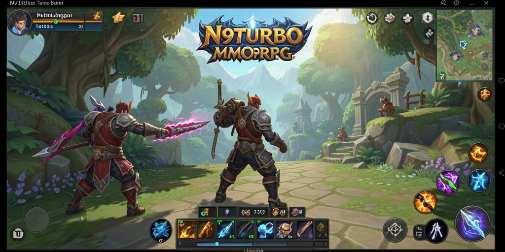 Screenshot N9TURBO menampilkan aksi seru dalam dunia MMORPG.