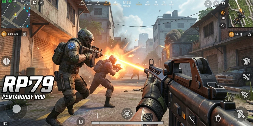 Screenshot aksi seru dari gameplay FPS RP79.