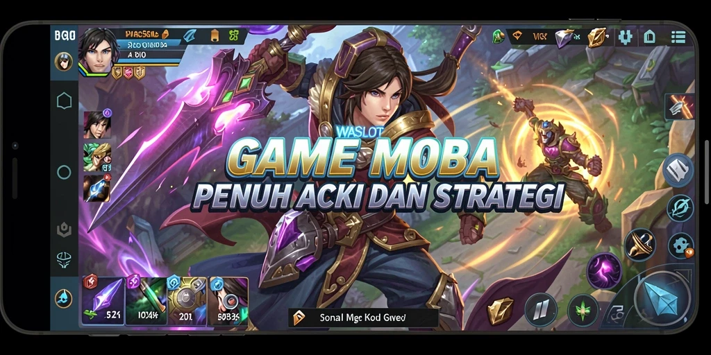 Tampilan gameplay <strong>WASLOT</strong> yang seru dan kompetitif dalam pertarungan MOBA.